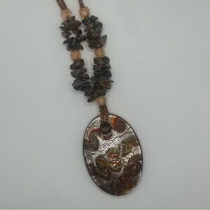 Vintage Art Glass Pendant Necklace